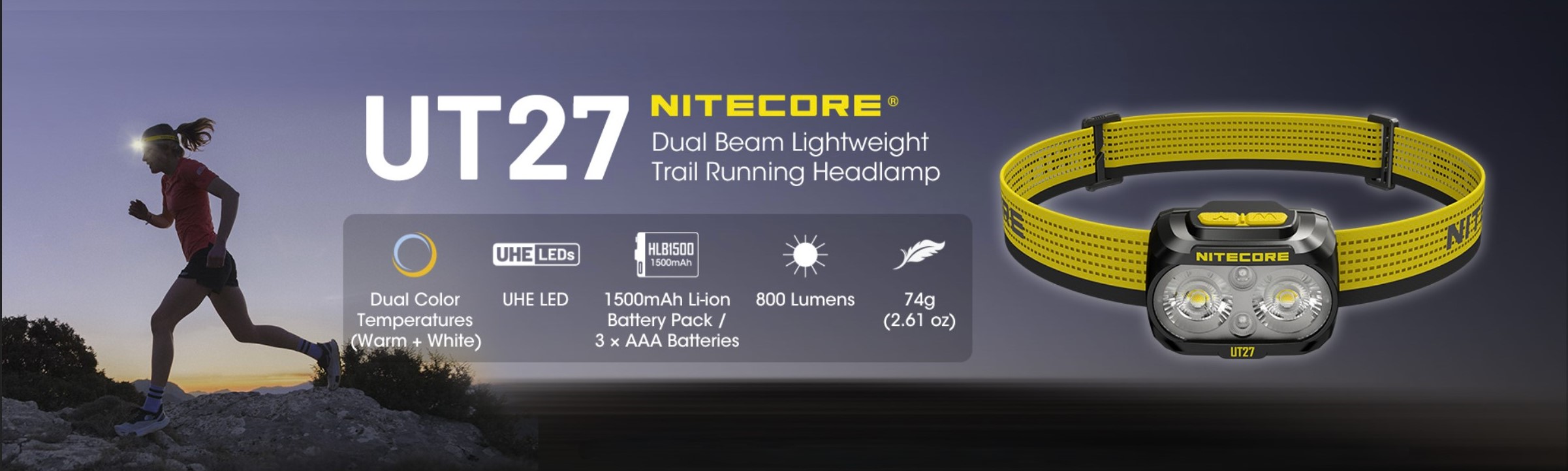 NITECORE UT27 (verzia 2024) Dual Beam Lightweight Trail Running Headlamp SvetelnaPosta
